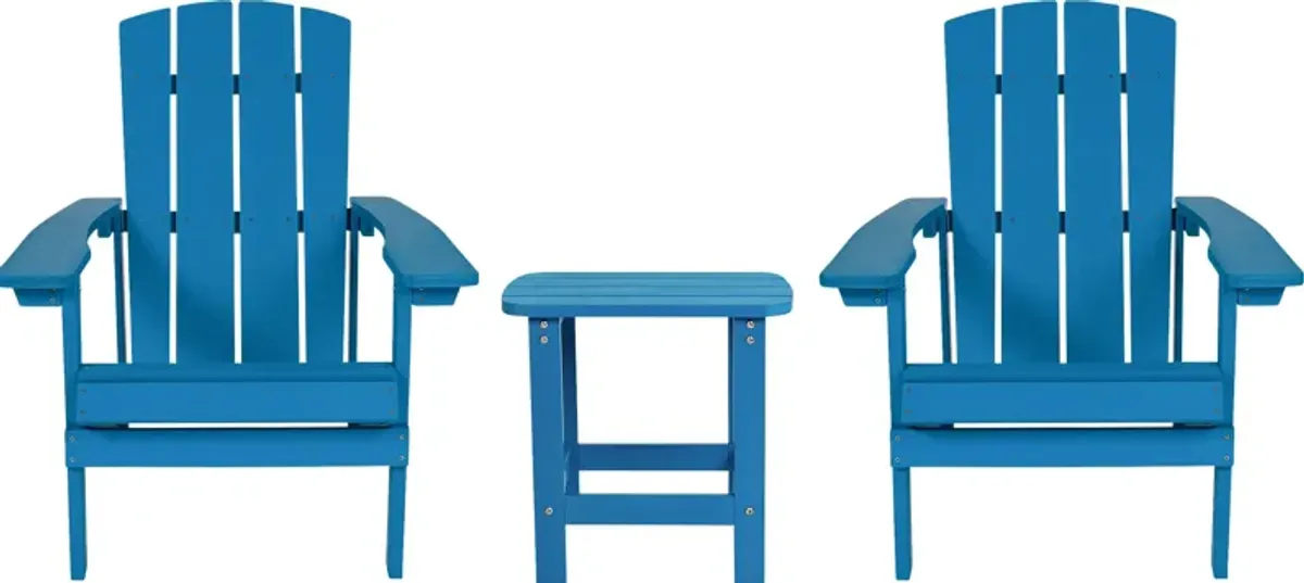 Outdoor Charleslynn Blue Adirondack Chairs and Side Table