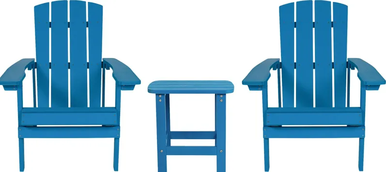 Outdoor Charleslynn Blue Adirondack Chairs and Side Table