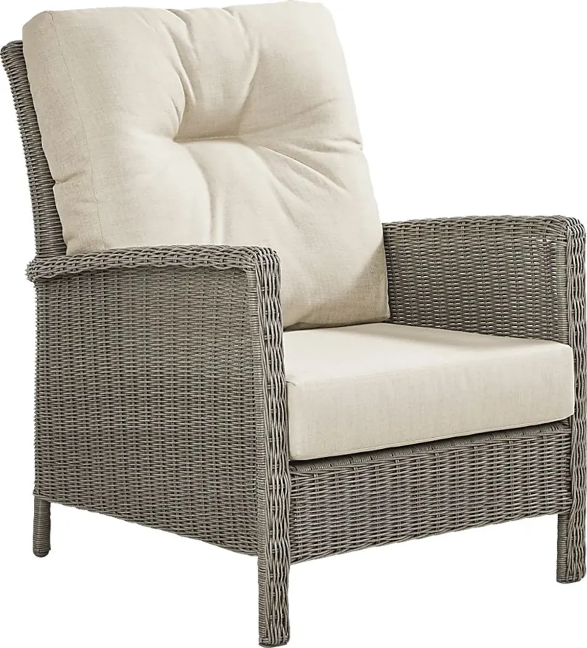 Forest Hills Gray Outdoor Club Chair with Beige Cushions