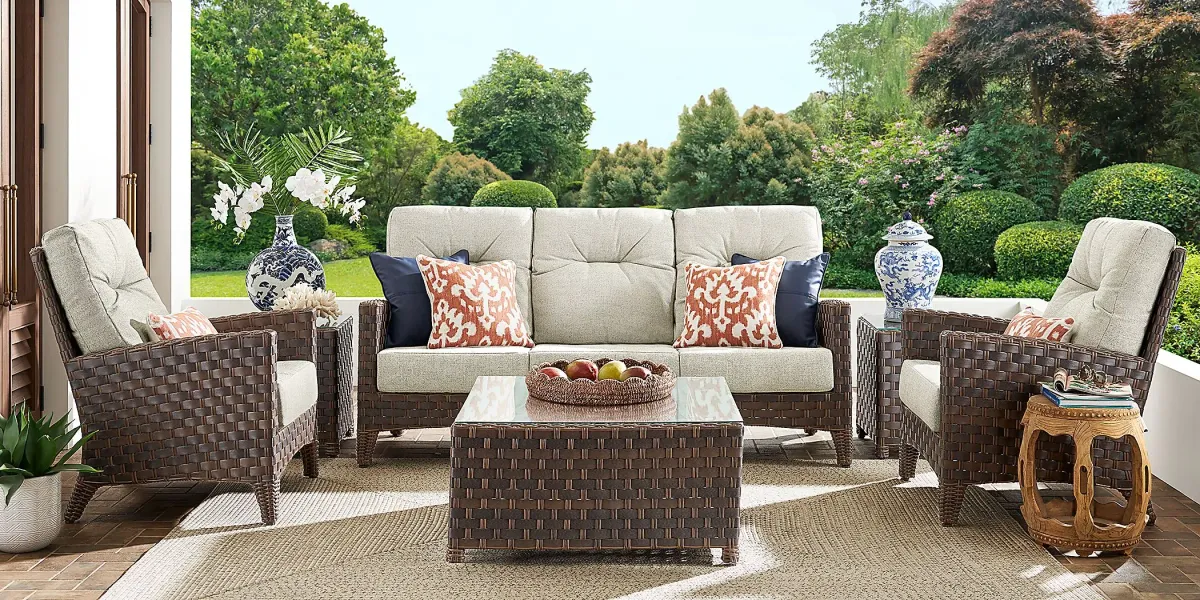 Mantra Brown Outdoor Club Chair with Ash Cushions