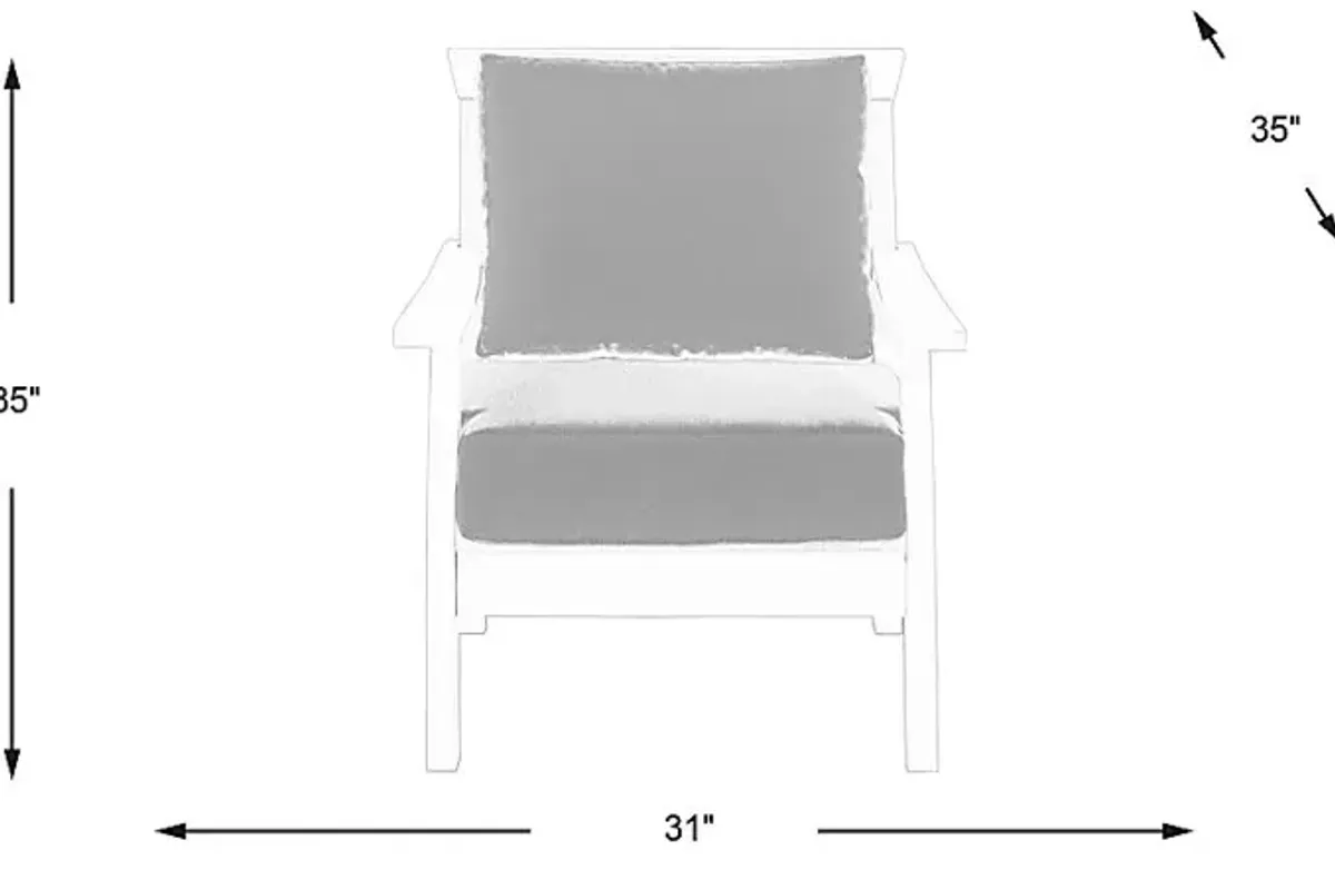 Eastlake White Outdoor Club Chair with Ocean Cushions