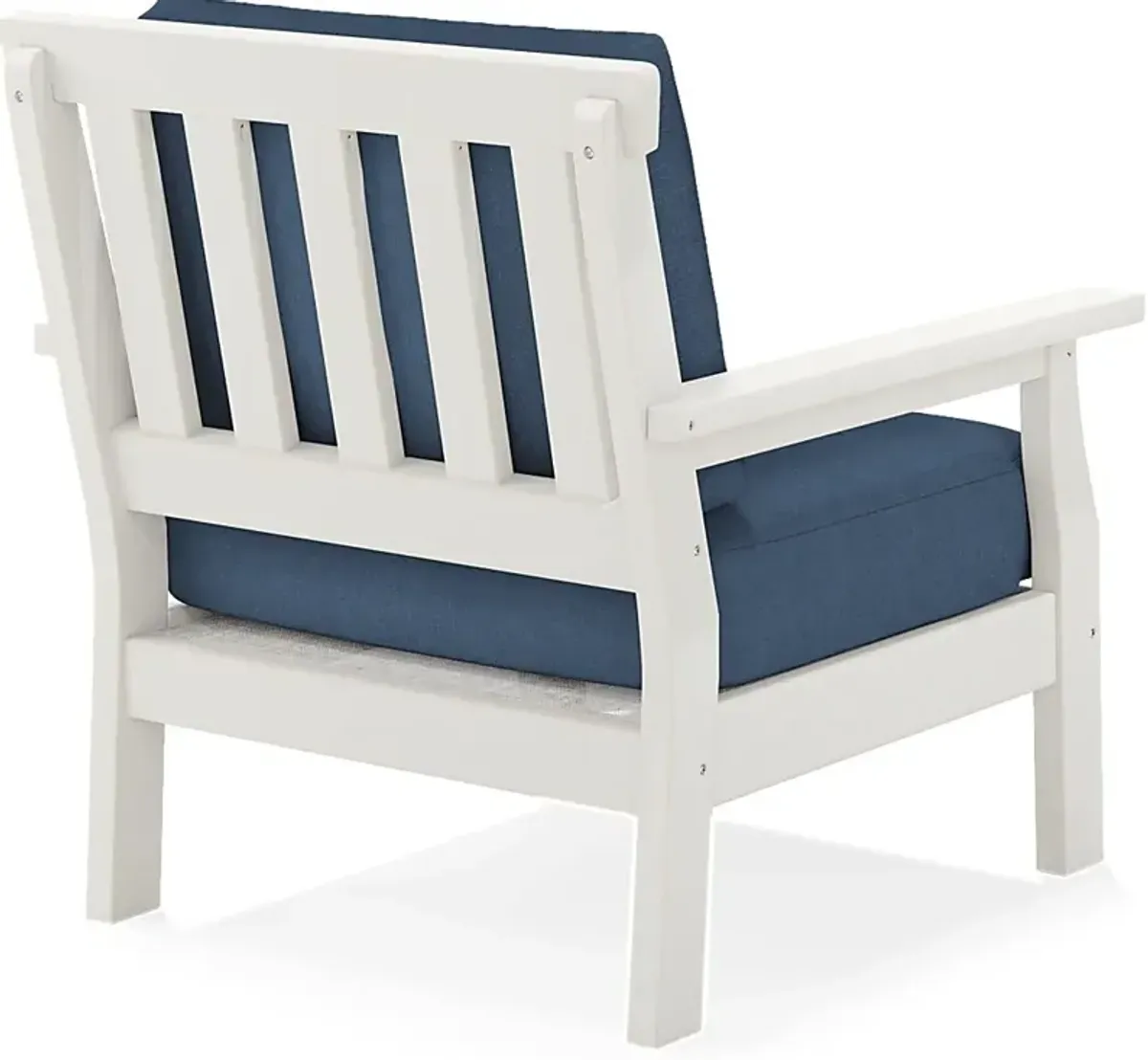 Eastlake White Outdoor Club Chair with Ocean Cushions