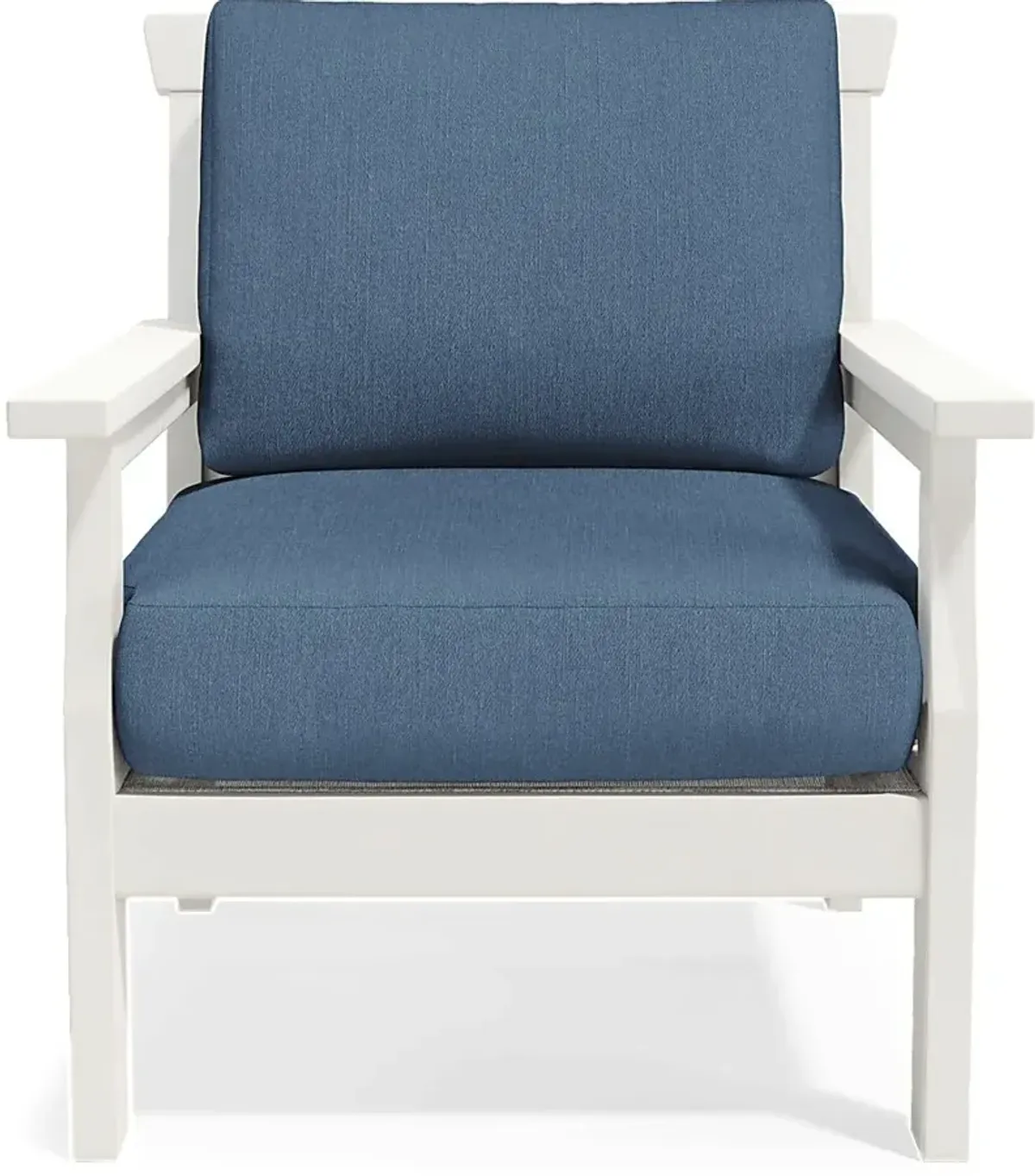 Eastlake White Outdoor Club Chair with Ocean Cushions