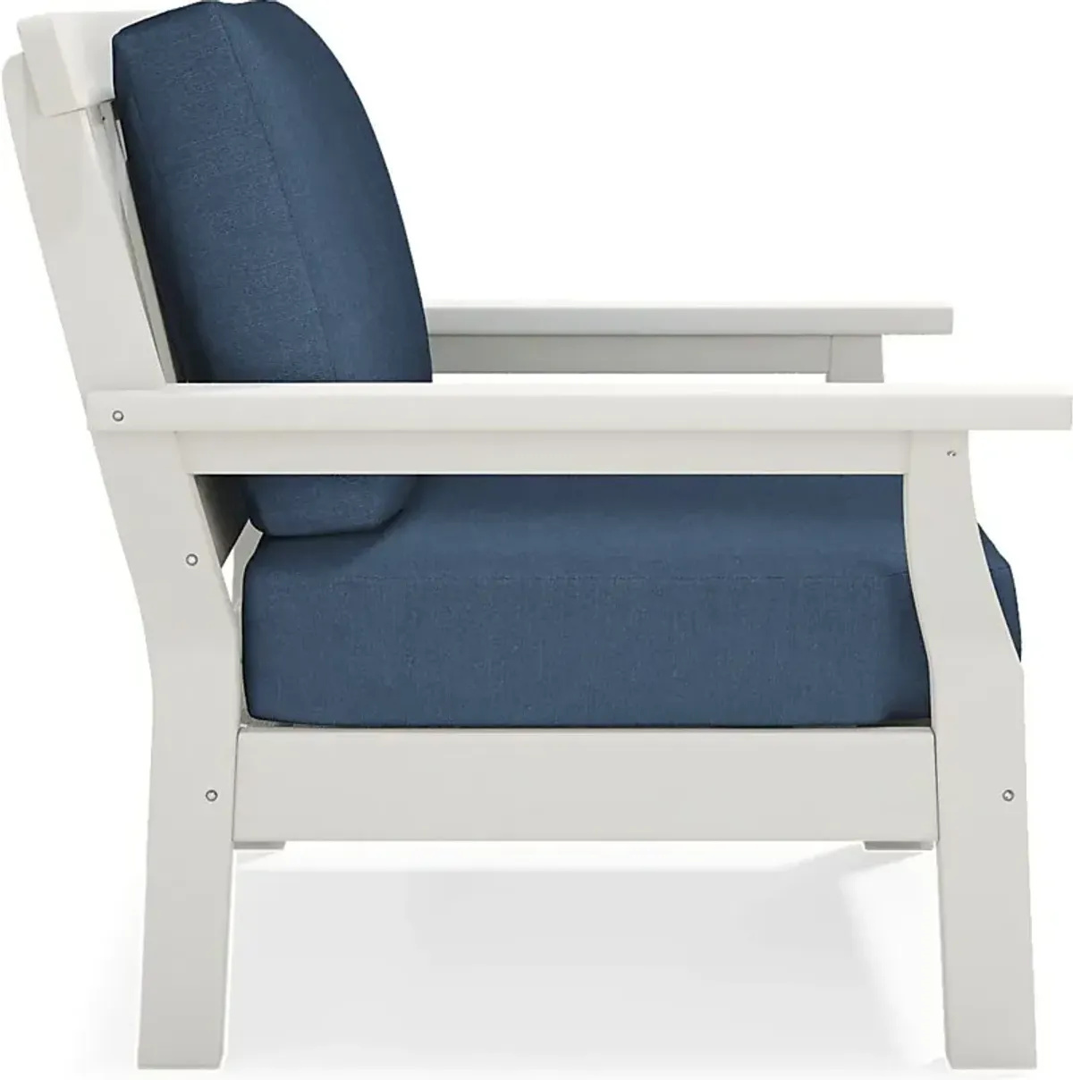 Eastlake White Outdoor Club Chair with Ocean Cushions