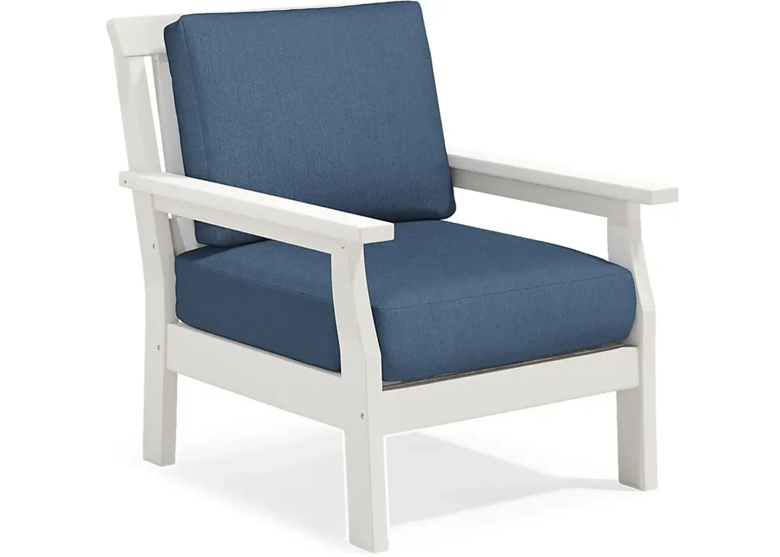 Eastlake White Outdoor Club Chair with Ocean Cushions