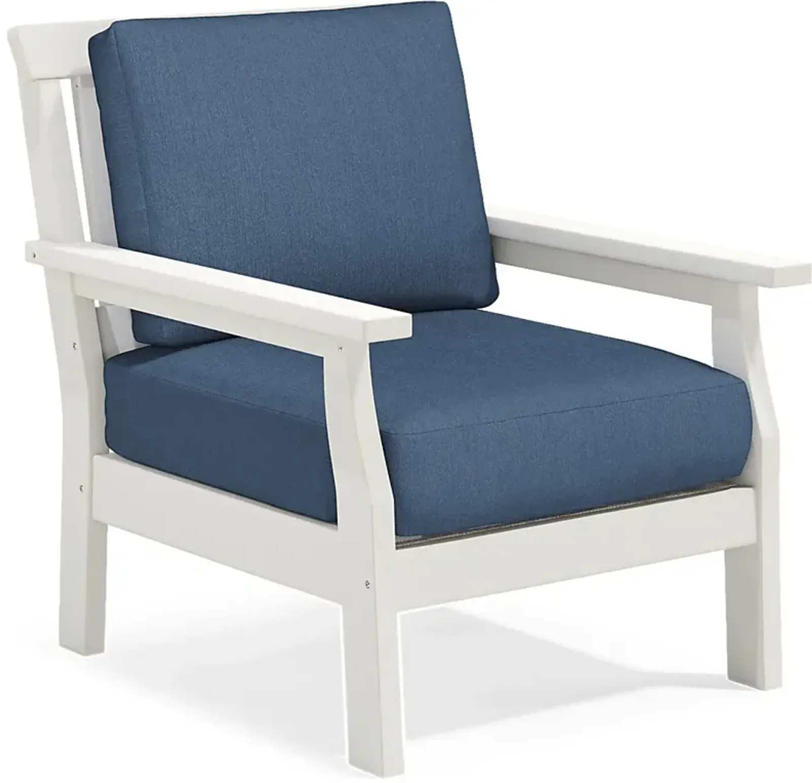 Eastlake White Outdoor Club Chair with Ocean Cushions