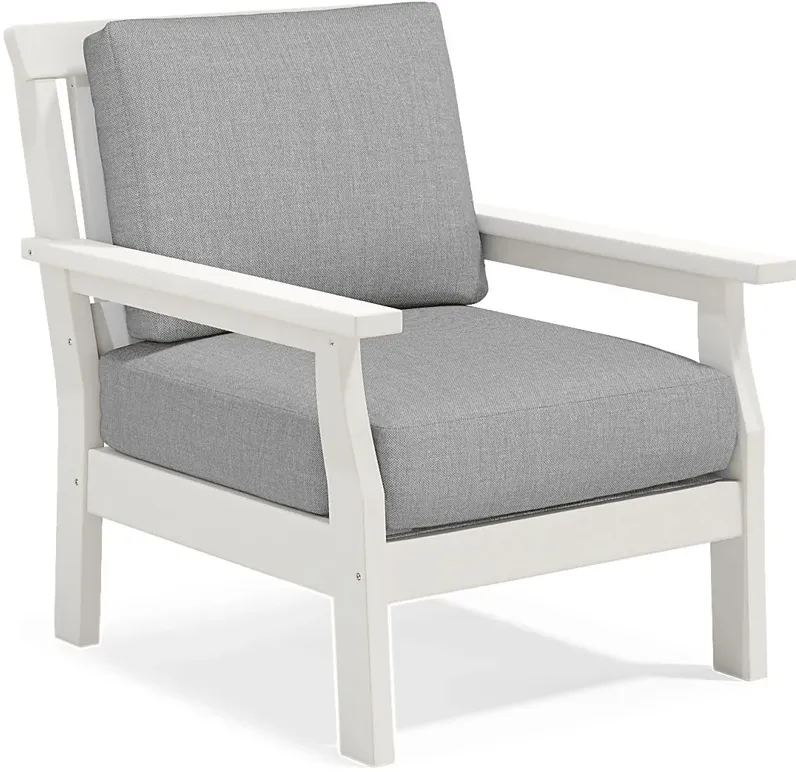 Eastlake White Outdoor Club Chair with Pewter Cushions