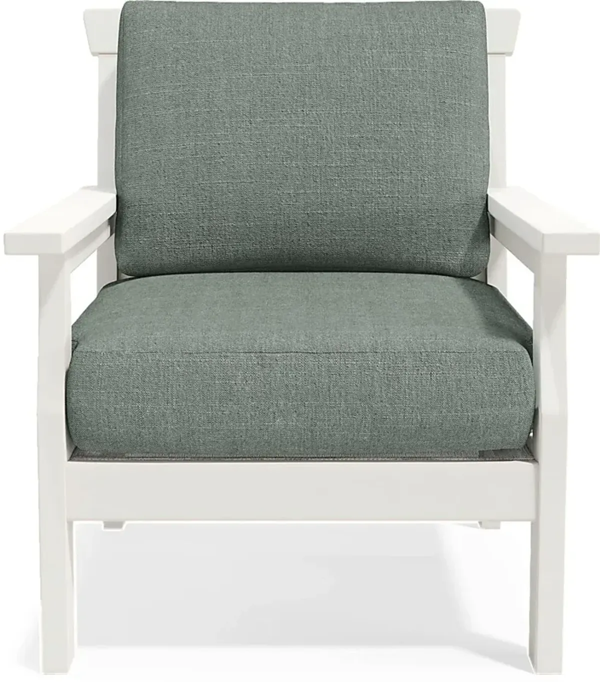 Eastlake White Outdoor Club Chair with Jade Cushions