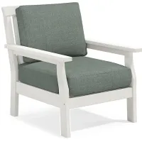 Eastlake White Outdoor Club Chair with Jade Cushions