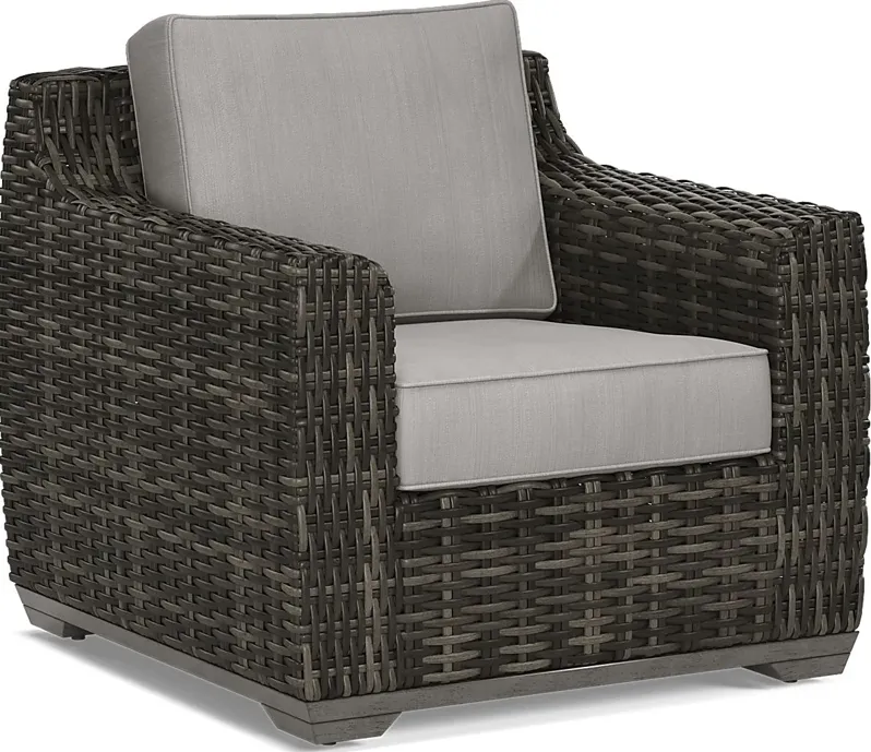 Montecello Gray Outdoor Club Chair with Silver Cushions