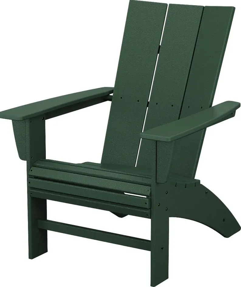 POLYWOOD Modern Green Outdoor Curveback Adirondack Chair