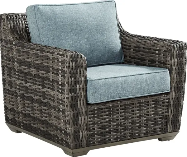 Montecello Gray Outdoor Club Chair with Azure Cushions