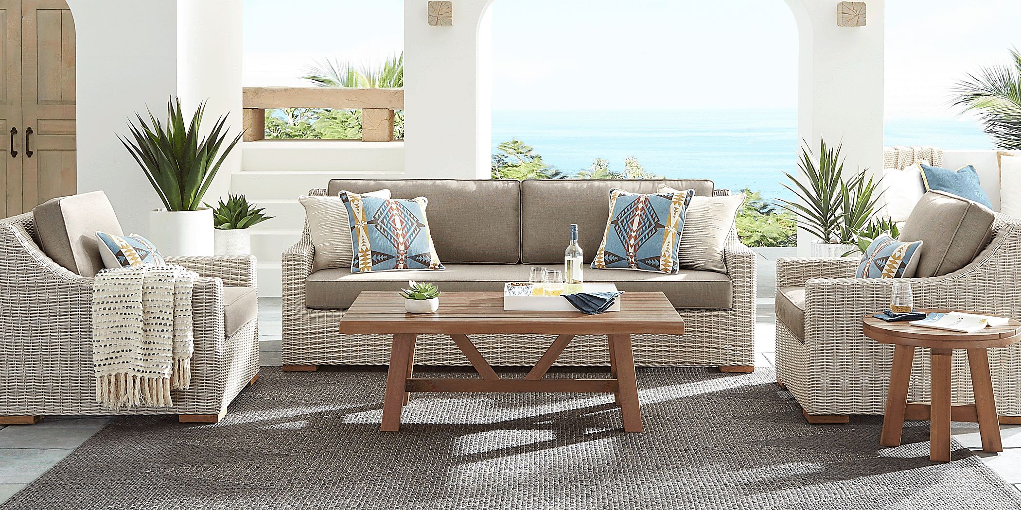 Patmos Gray Outdoor Chair with Mushroom Cushions