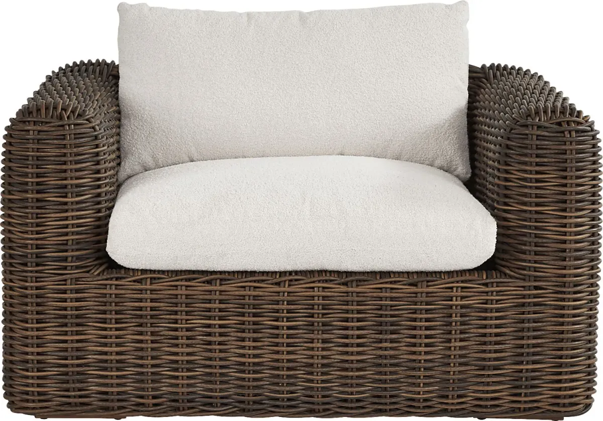 Plume Brown Outdoor Club Chair with Ivory Cushions