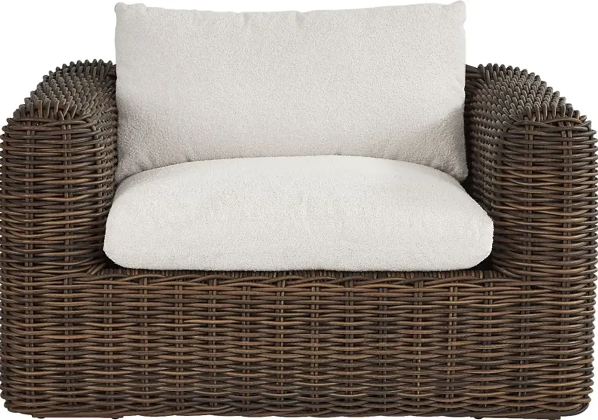 Plume Brown Outdoor Club Chair with Ivory Cushions