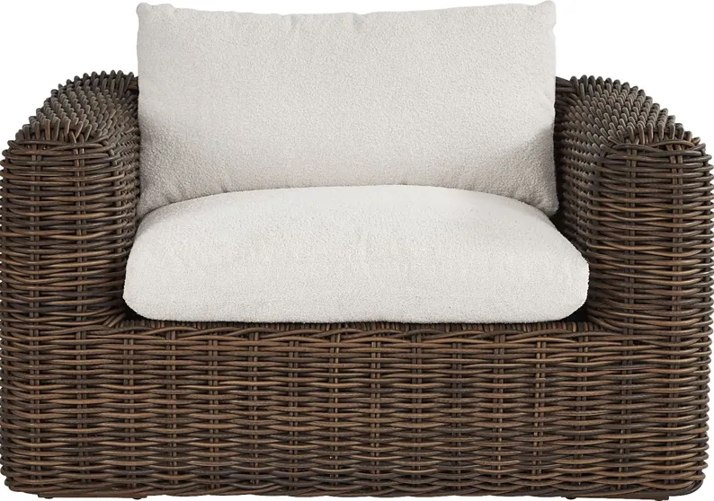 Plume Brown Outdoor Club Chair with Ivory Cushions