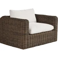 Plume Brown Outdoor Club Chair with Ivory Cushions