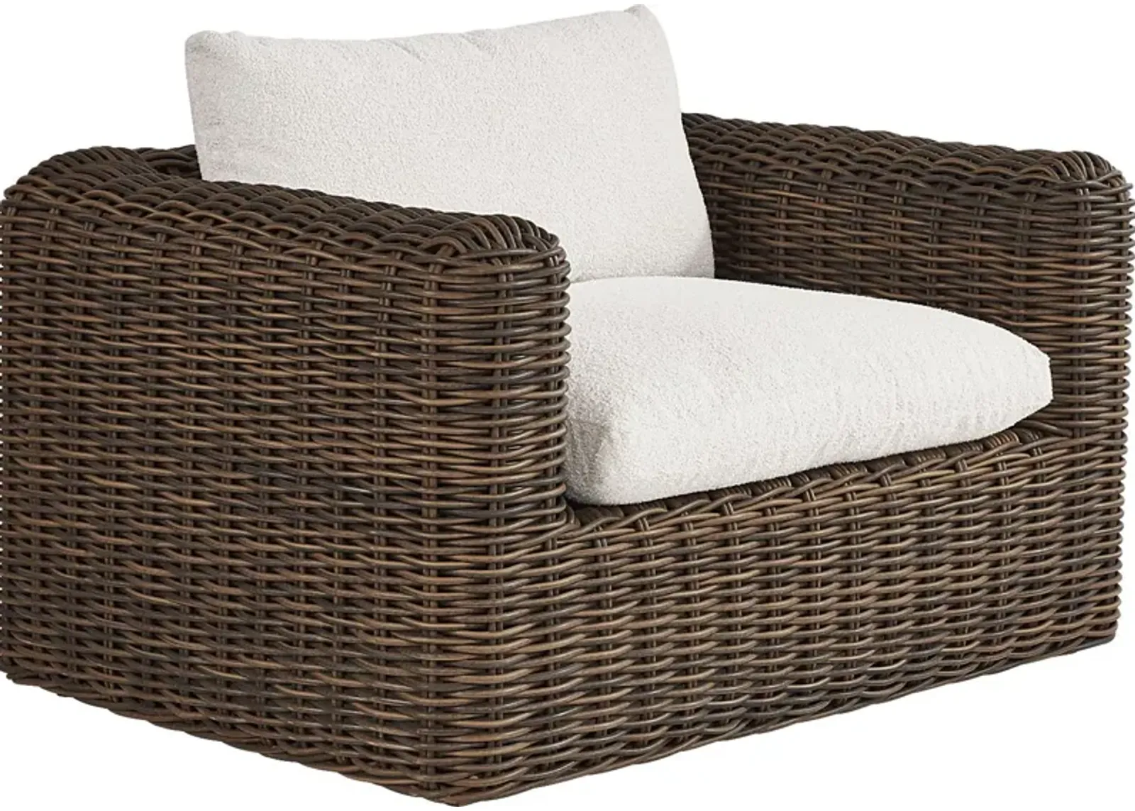 Plume Brown Outdoor Club Chair with Ivory Cushions