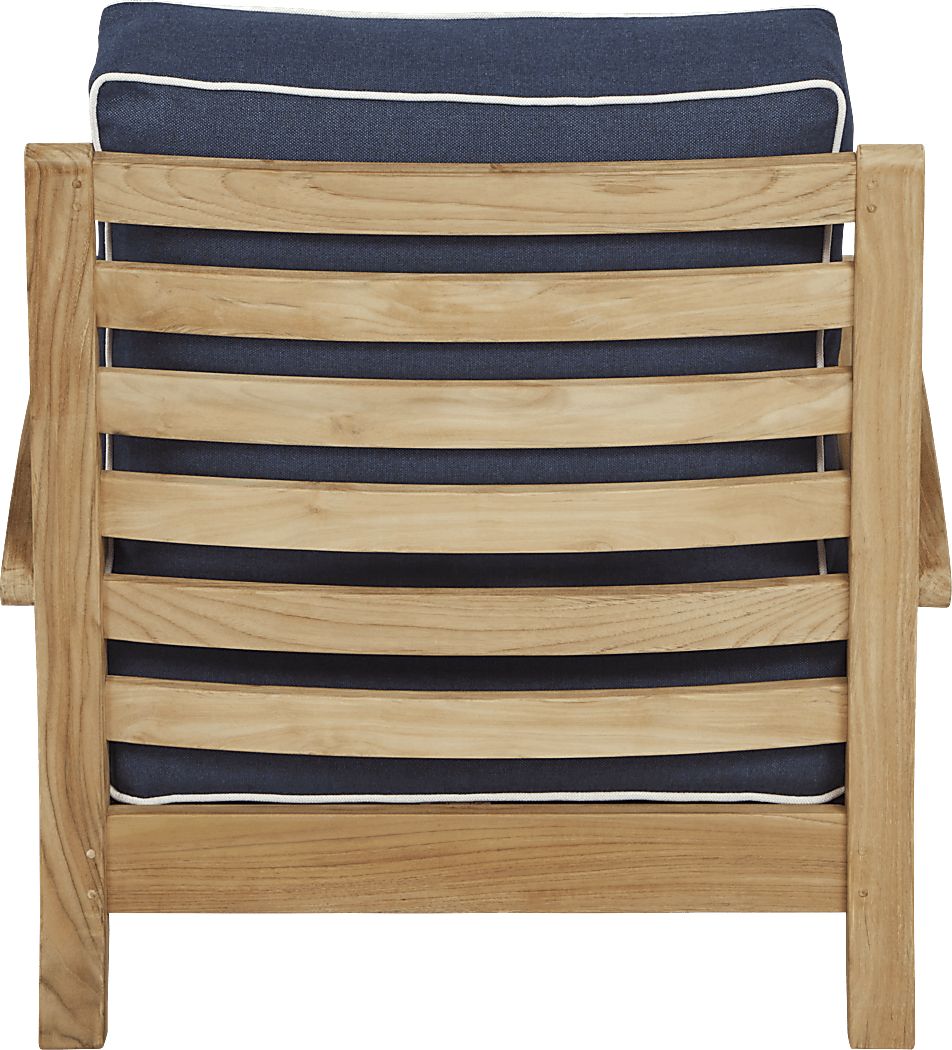 Pleasant Bay Teak Outdoor Chair with Denim Cushions