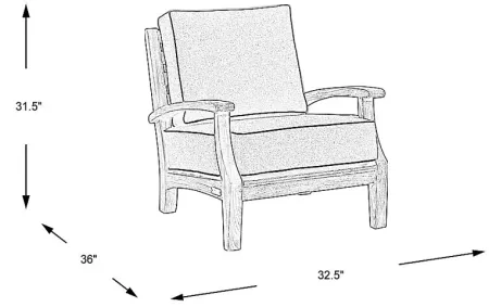 Pleasant Bay Teak Outdoor Chair with Indigo Cushions