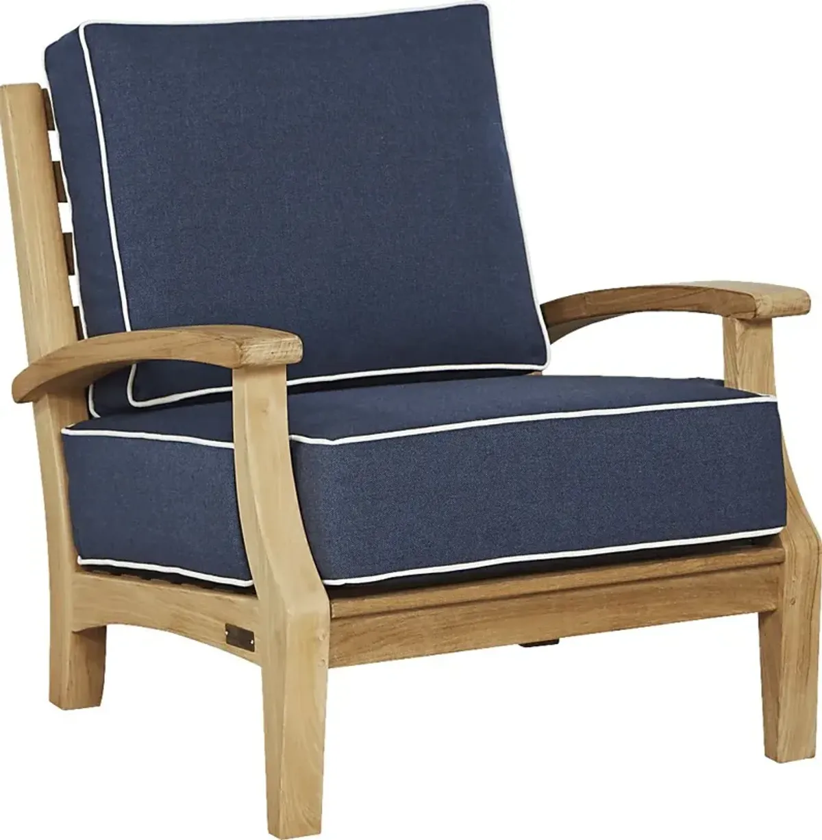 Pleasant Bay Teak Outdoor Chair with Indigo Cushions