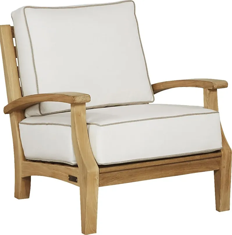 Pleasant Bay Teak Outdoor Chair with White Sand Cushions