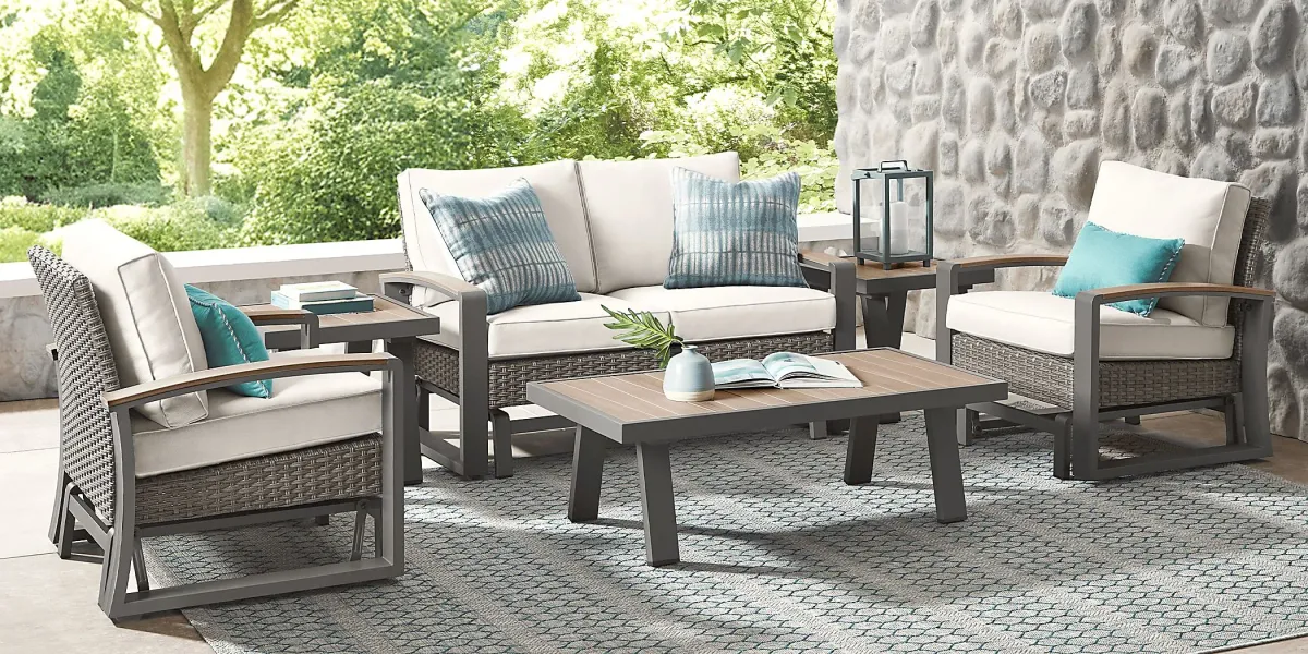 Randolph Gray 4 Pc Outdoor Glider Loveseat Seating Set
