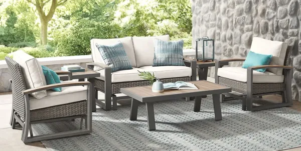 Randolph Gray 4 Pc Outdoor Glider Loveseat Seating Set