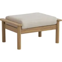 Logen Natural Outdoor Ottoman with Beige Cushion