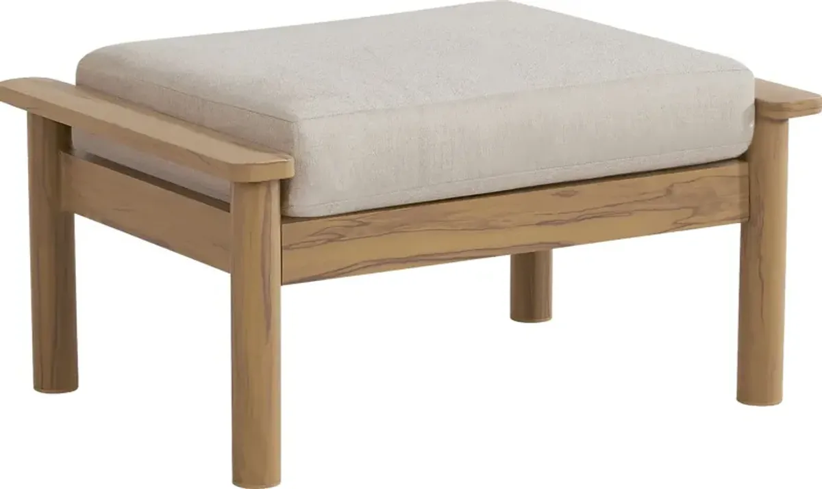 Logen Natural Outdoor Ottoman with Beige Cushion