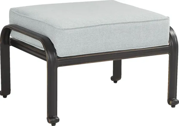 Carina Bronze Outdoor Ottoman with Sky Cushion