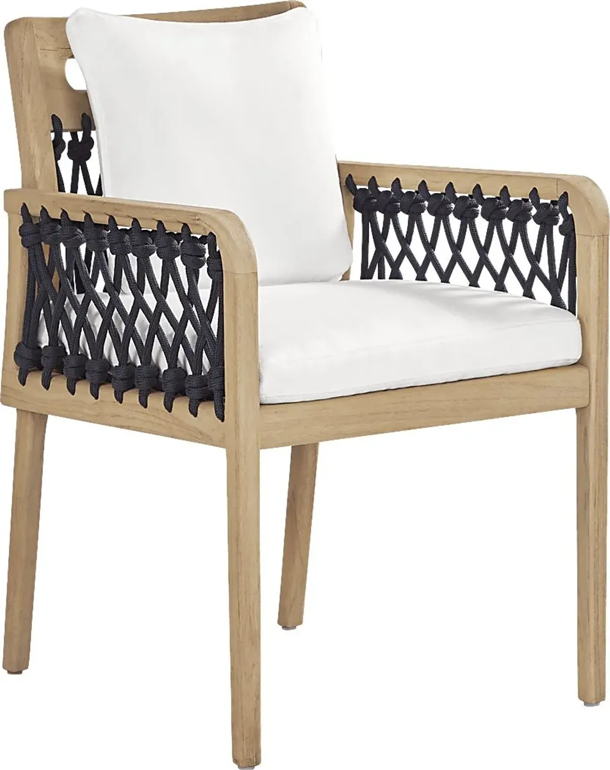 Riva Blonde 5 Pc Round Outdoor Dining Set with White Cushions