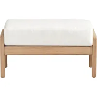 Riva Blonde Outdoor Ottoman with White Cushion