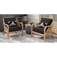 Coronado Sandstone Outdoor Chat Chair with Charcoal Cushions, Set of 2