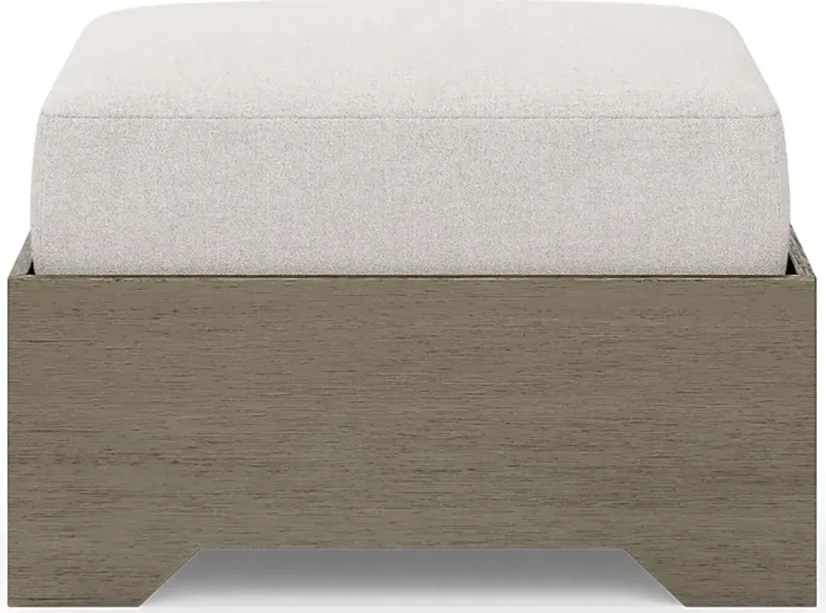 Lake Tahoe Gray Outdoor Ottoman with Seagull Cushion