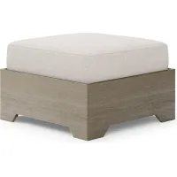 Lake Tahoe Gray Outdoor Ottoman with Seagull Cushion