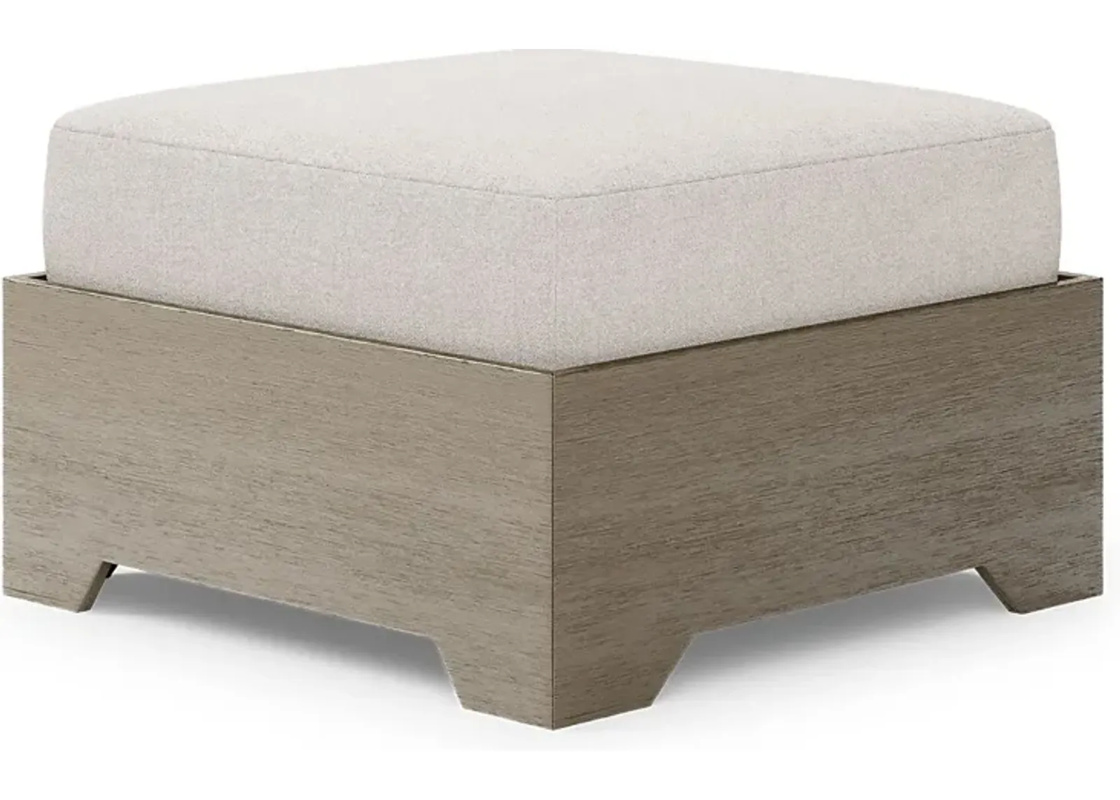 Lake Tahoe Gray Outdoor Ottoman with Seagull Cushion