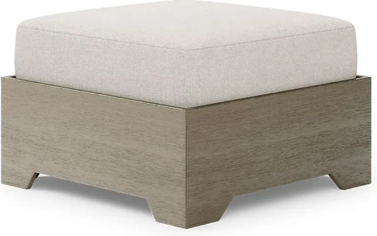 Lake Tahoe Gray Outdoor Ottoman with Seagull Cushion