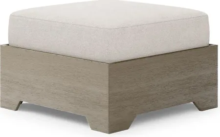 Lake Tahoe Gray Outdoor Ottoman with Seagull Cushion