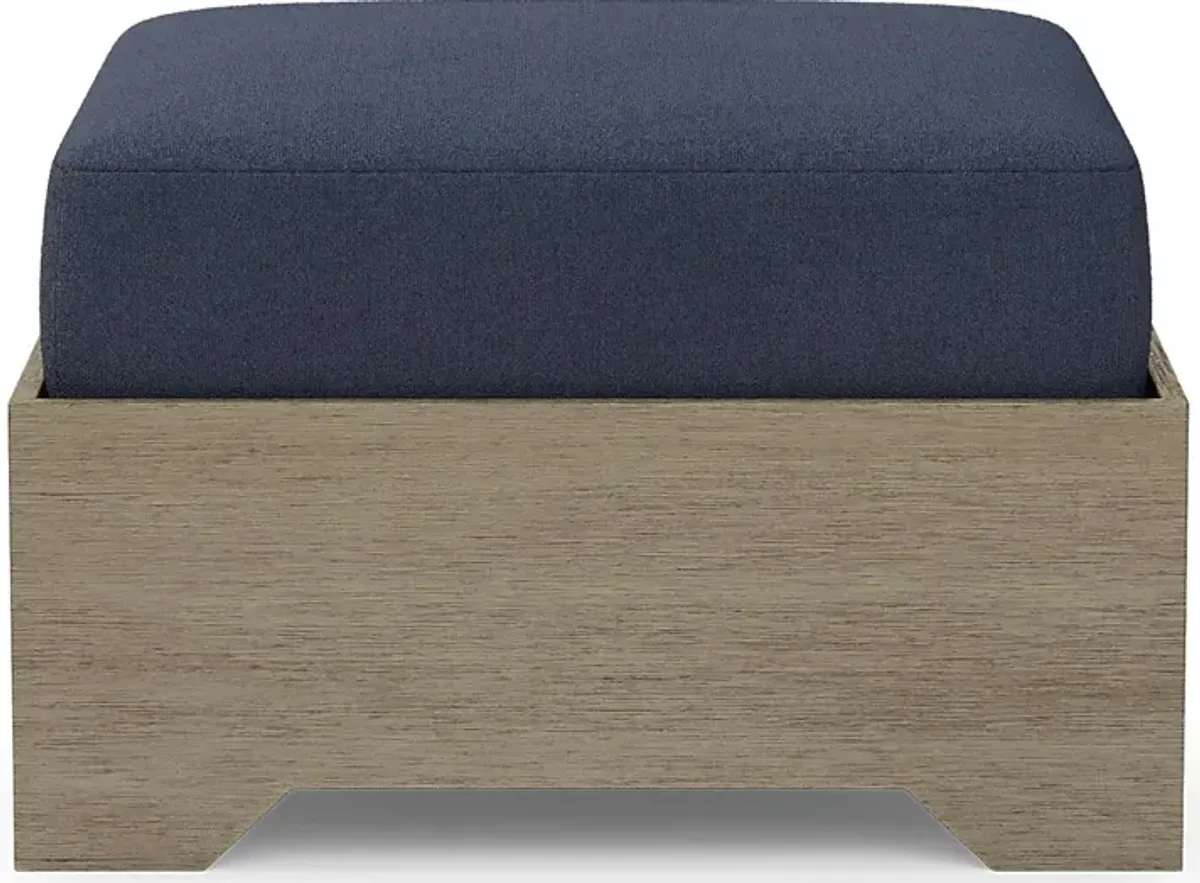 Lake Tahoe Gray Outdoor Ottoman with Indigo