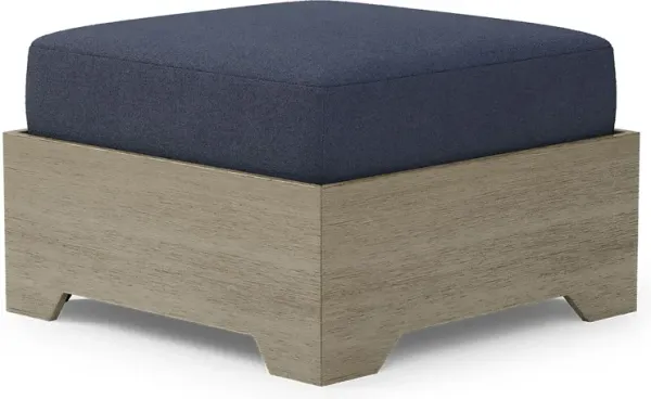 Lake Tahoe Gray Outdoor Ottoman with Indigo