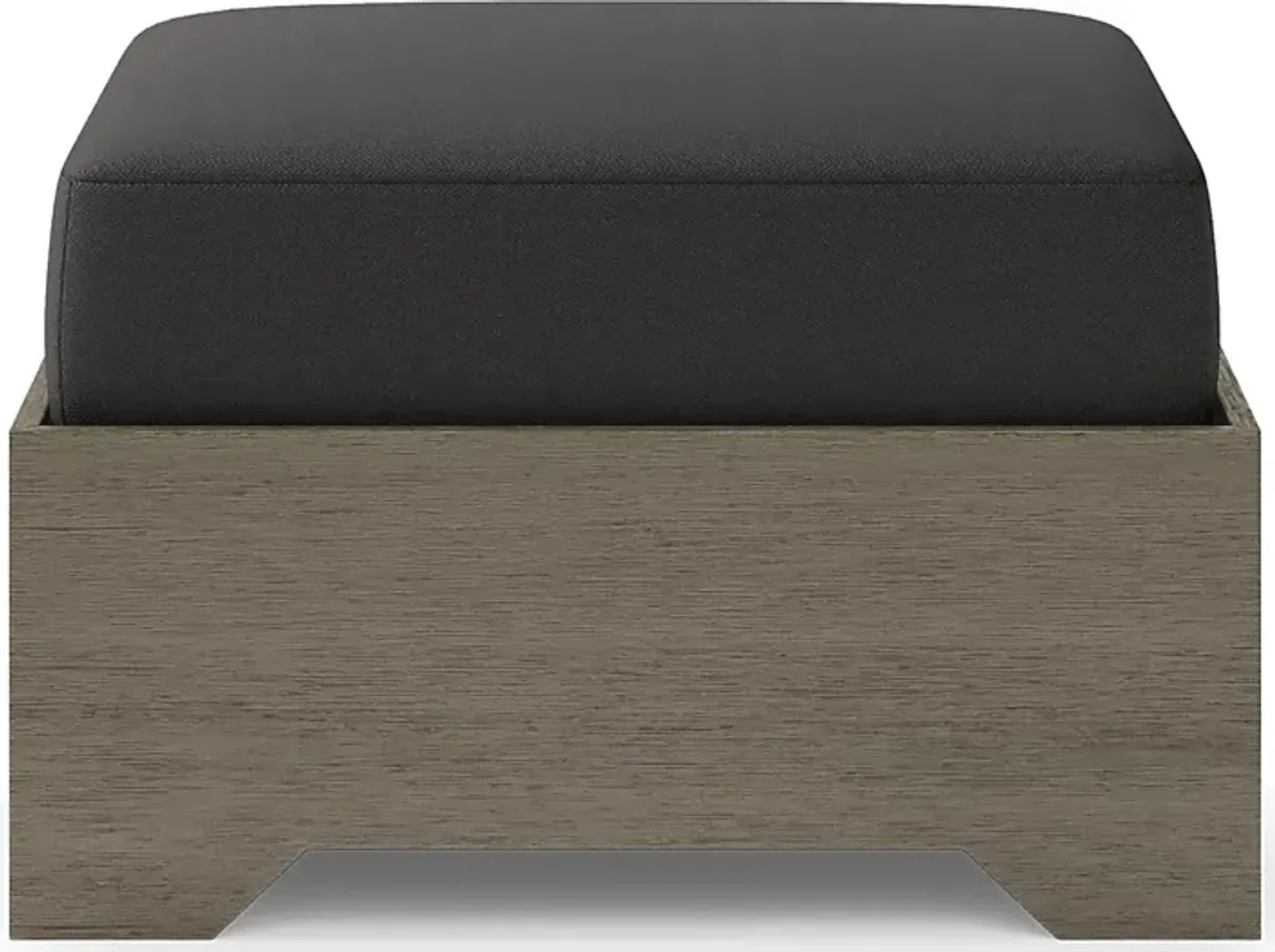 Lake Tahoe Gray Outdoor Ottoman with Charcoal Cushion