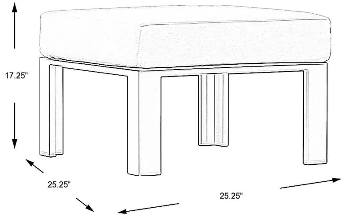 Solana White Outdoor Ottoman with Natural Cushion