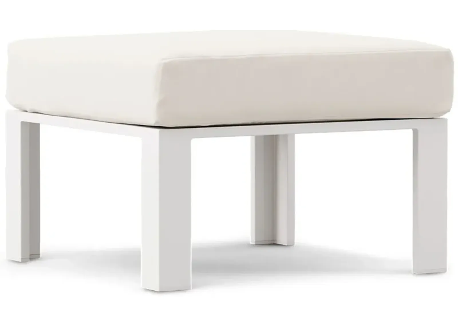 Solana White Outdoor Ottoman with Natural Cushion