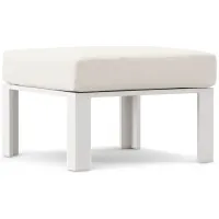 Solana White Outdoor Ottoman with Natural Cushion