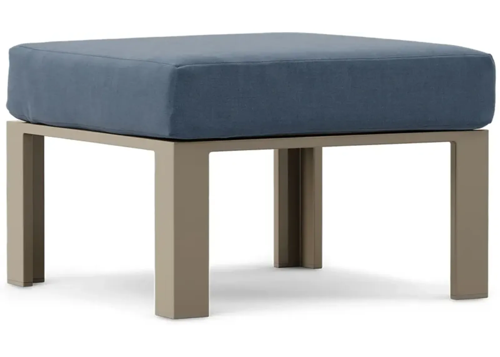 Solana Taupe Outdoor Ottoman with Blueberry Cushion