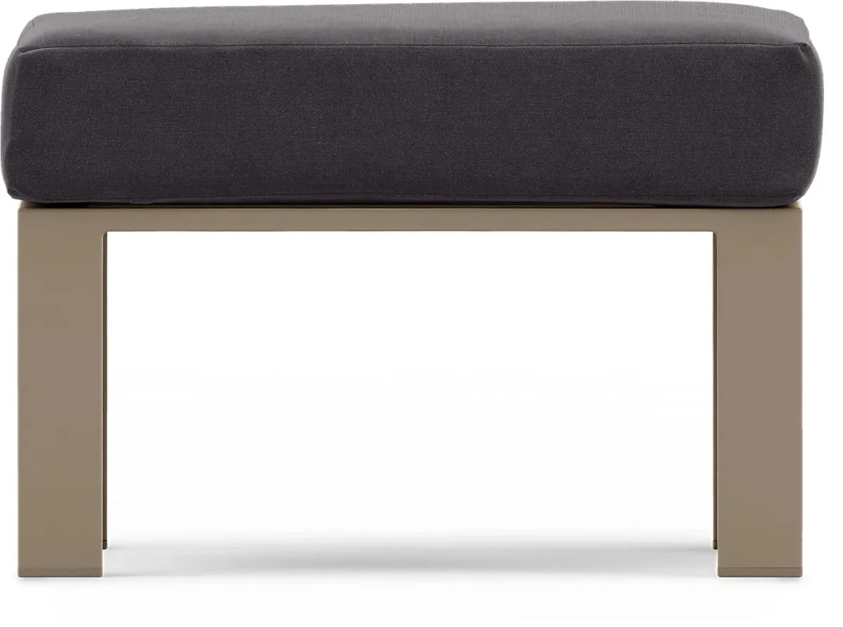 Solana Taupe Outdoor Ottoman with Charcoal Cushion