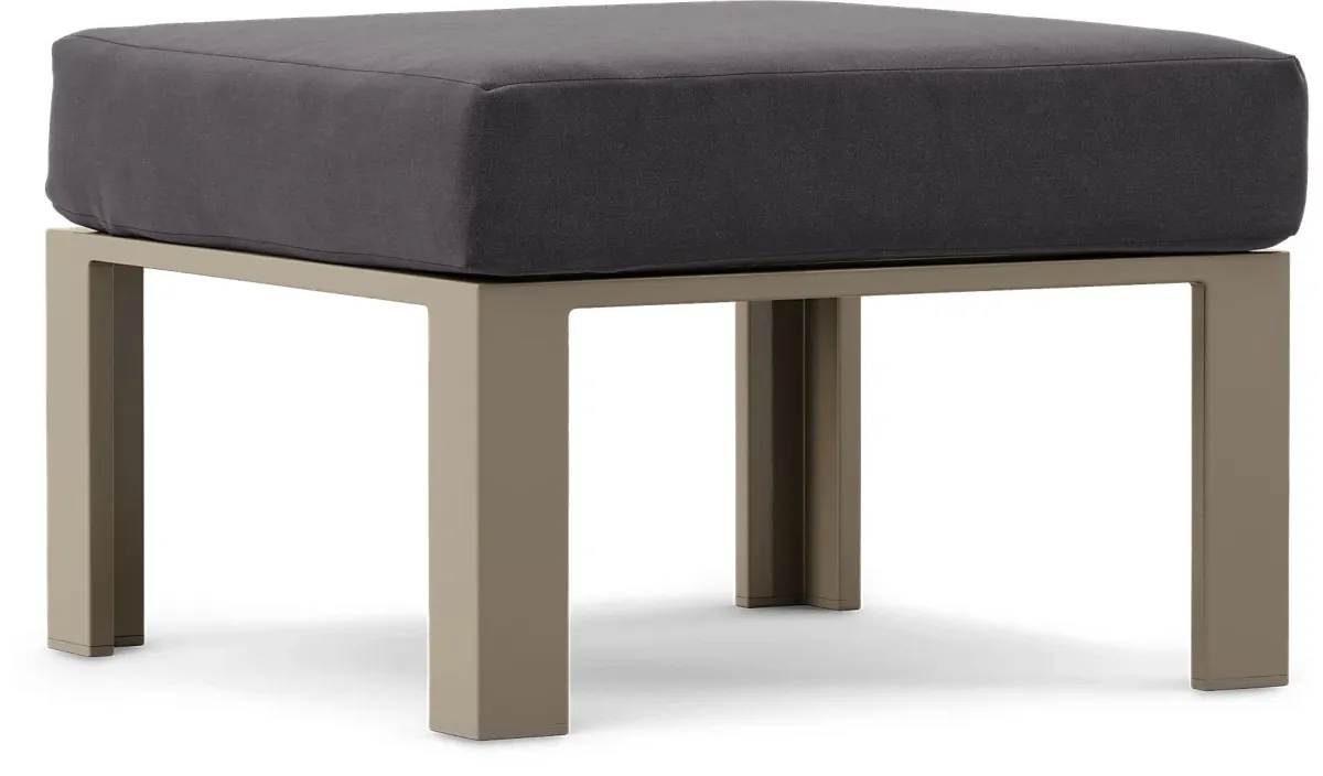 Solana Taupe Outdoor Ottoman with Charcoal Cushion