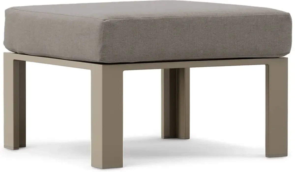 Solana Taupe Outdoor Ottoman with Mushroom Cushion