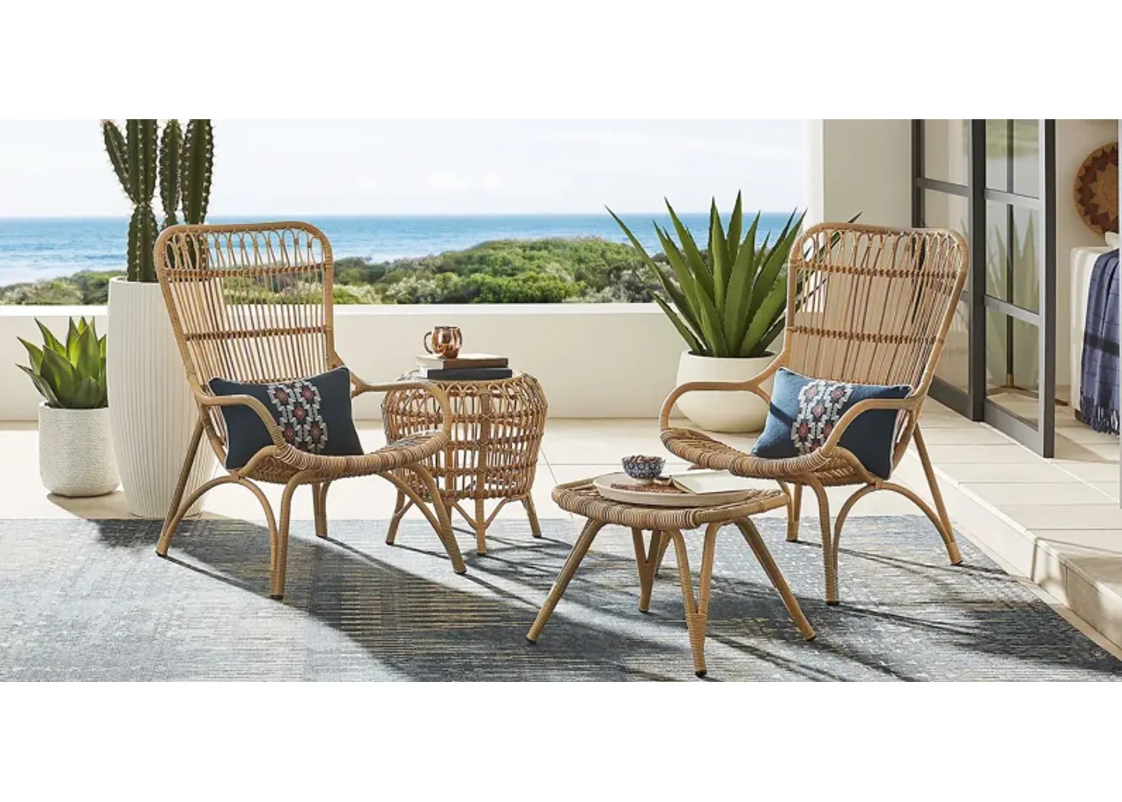 Kain Natural 3 Pc Outdoor Seating Set